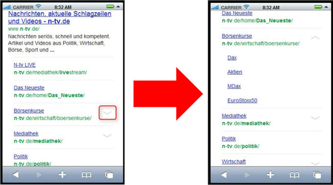 Google zeigt jetzt auch Sub-Sitelinks