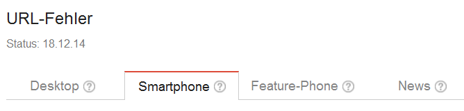 URL-Fehler für Smartphones in den Google Webmaster Tools