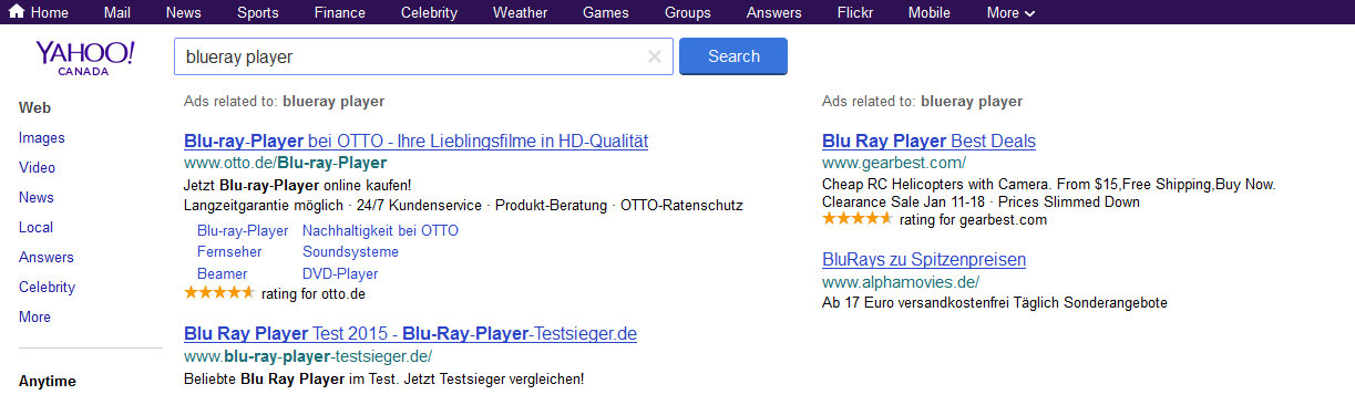 Yahoo testet Google-Ads in der Sidebar