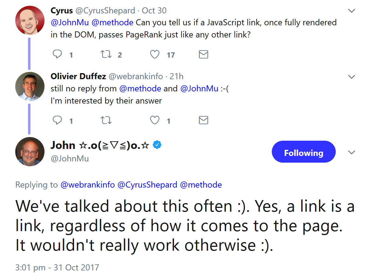 Google: JavaScript-Links aus dem DOM zählen auch