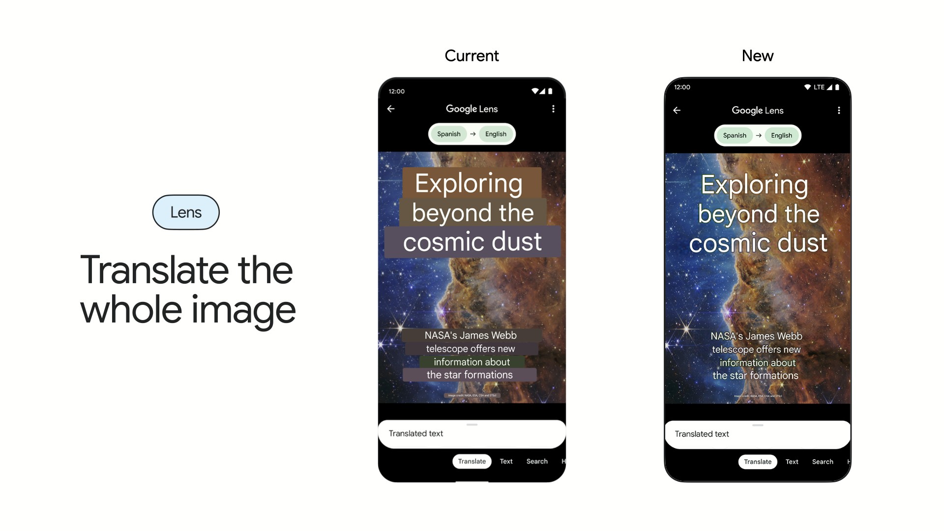 Google: Übersetzung im Bild vor Hintergrund eingefügt