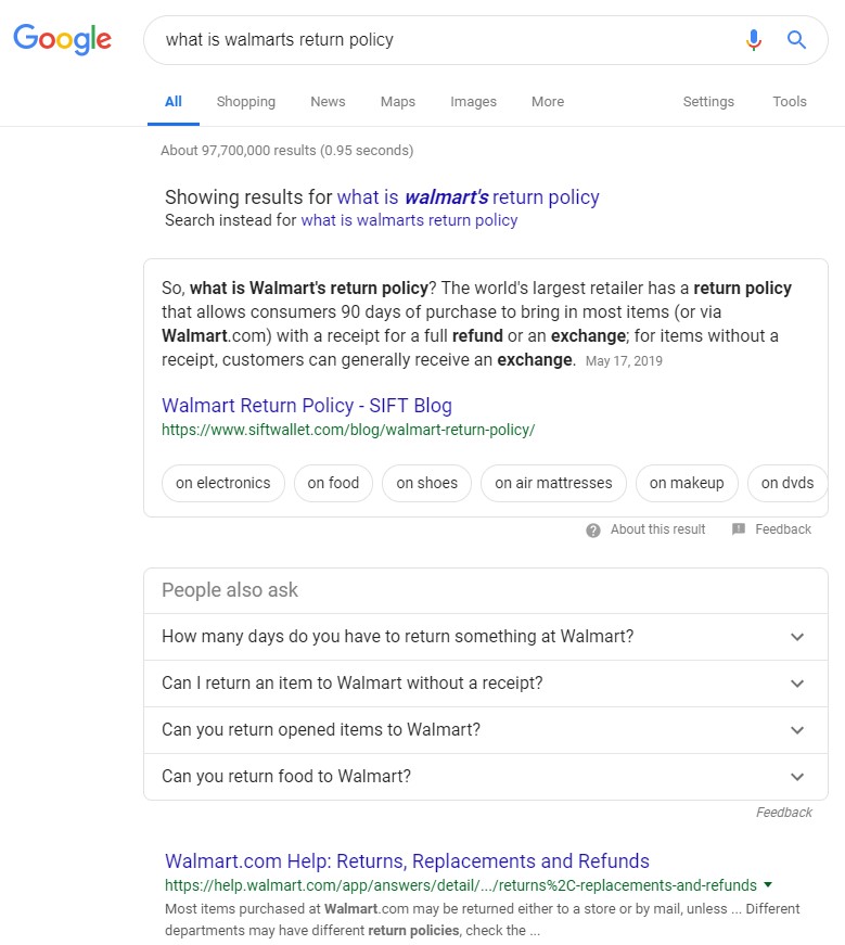Answer Box: nicht vom Walmart