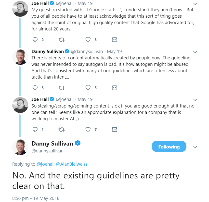 Google akzeptiert automatisch erzeugte Inhalte
