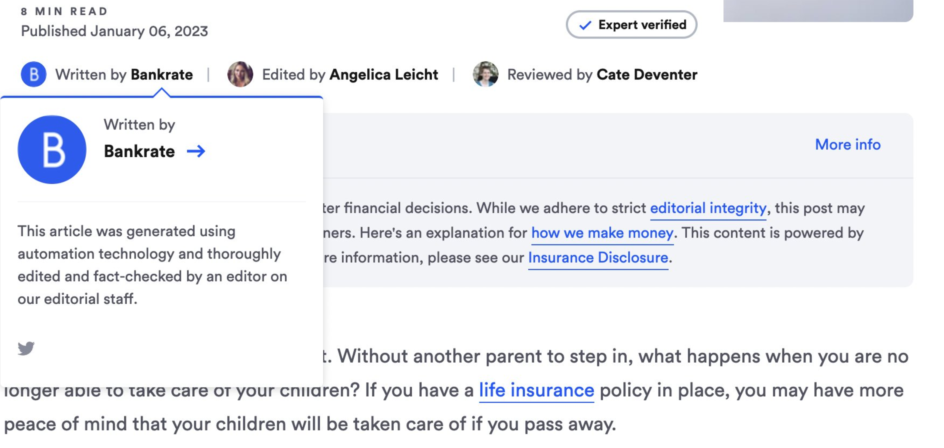 BankRate: Inhalte per KI erstellt und danach von Menschen geprüft