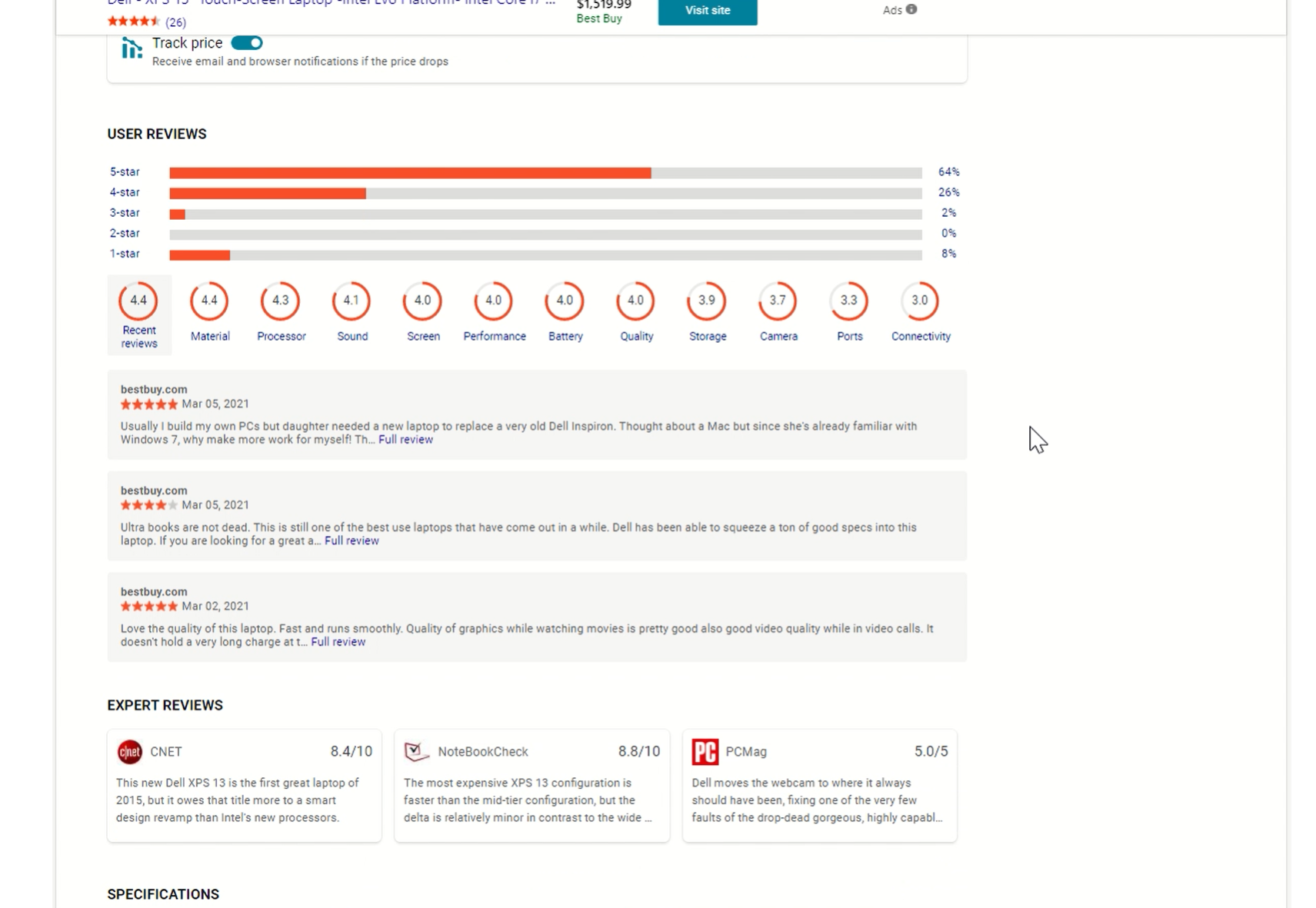 Bing Expert Reviews: Preisentwicklung
