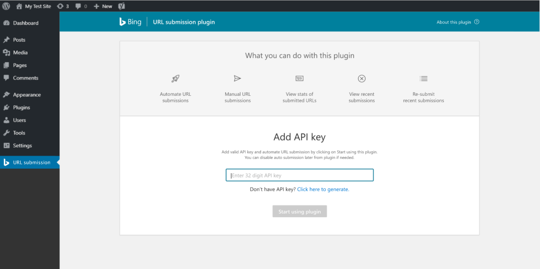 Bing URL Submissions Plugin