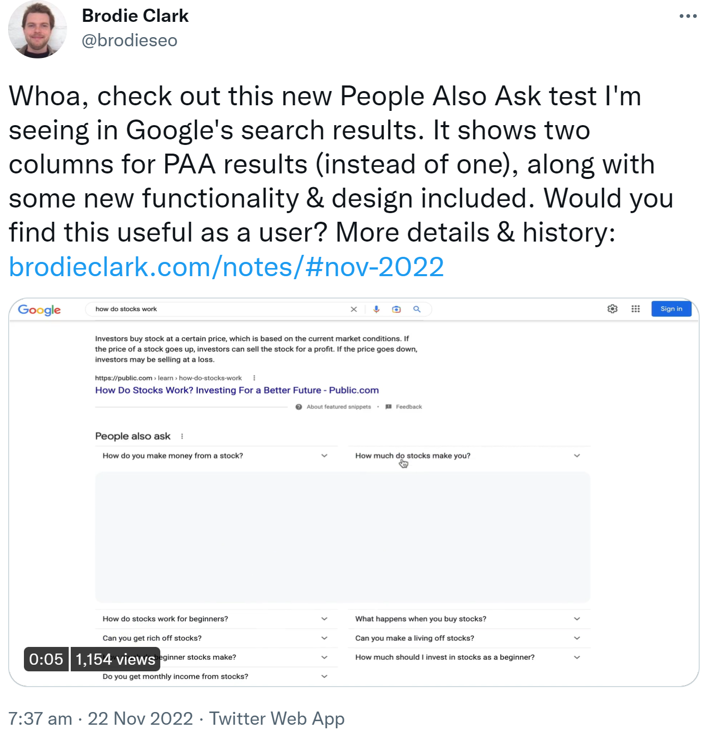 Brodie Clark auf Twitter: Google testet neue Variante für ähnliche Fragen