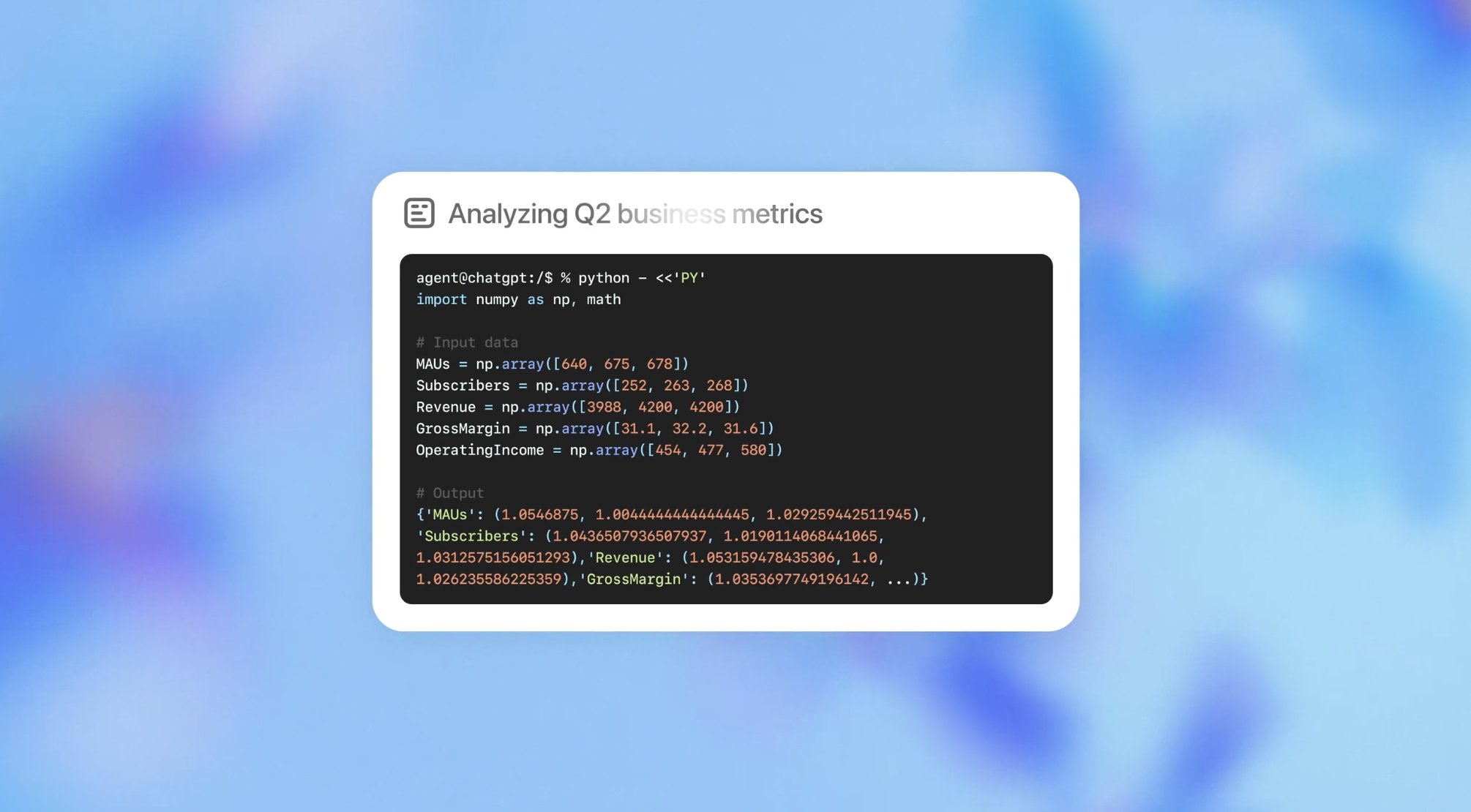ChatGPT Agent creating Code