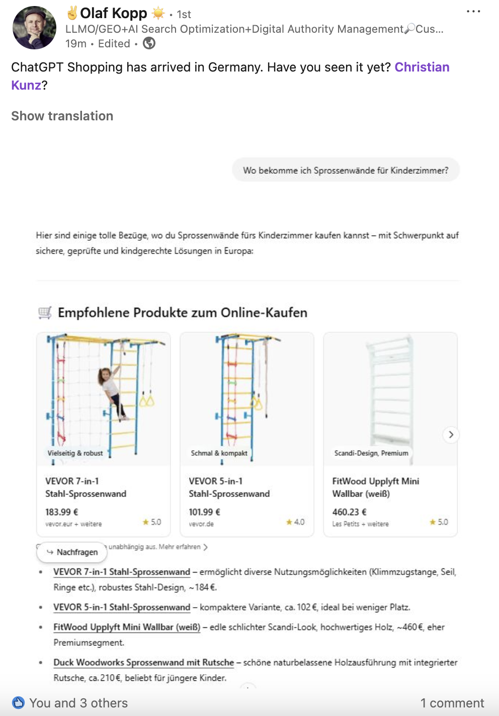 ChatGPT Shopping - Olaf Kopp auf LinkedIn