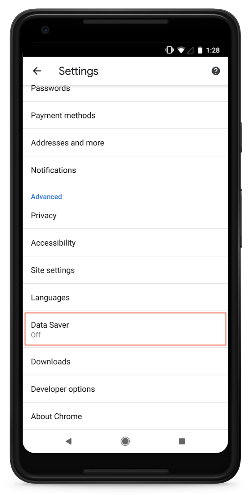 Chrome enable Data Server