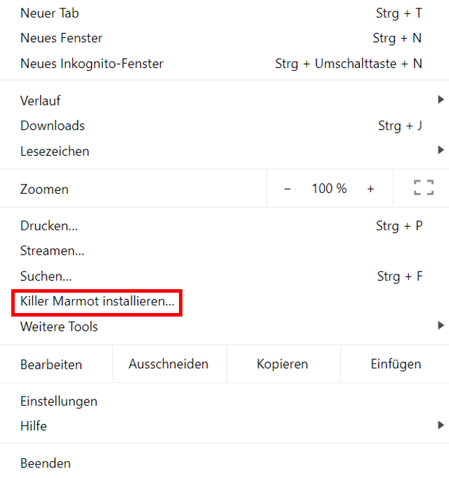 Google Chrome: Menüpunkt zum Installieren von PWAs