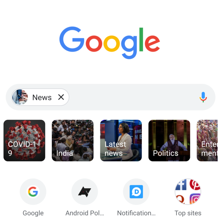 Google Chrome: Query Tiles - Unterkategorien
