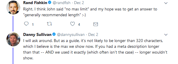 Google: Obergrenze für Meta-Description bei 320 Zeichen