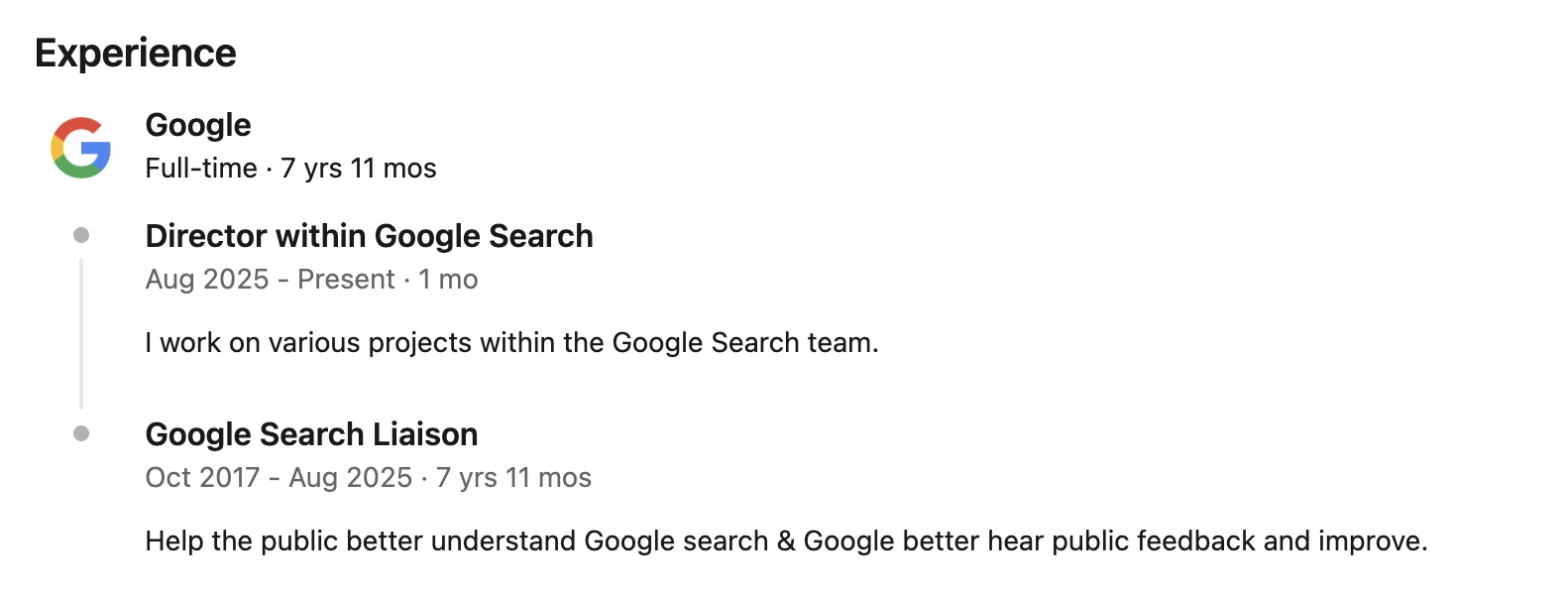 Danny Sullivan LinkedIn Stationen