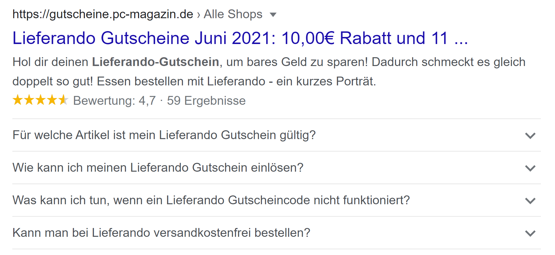 Google: Suchergebnis mit mehr als zwei FAQs