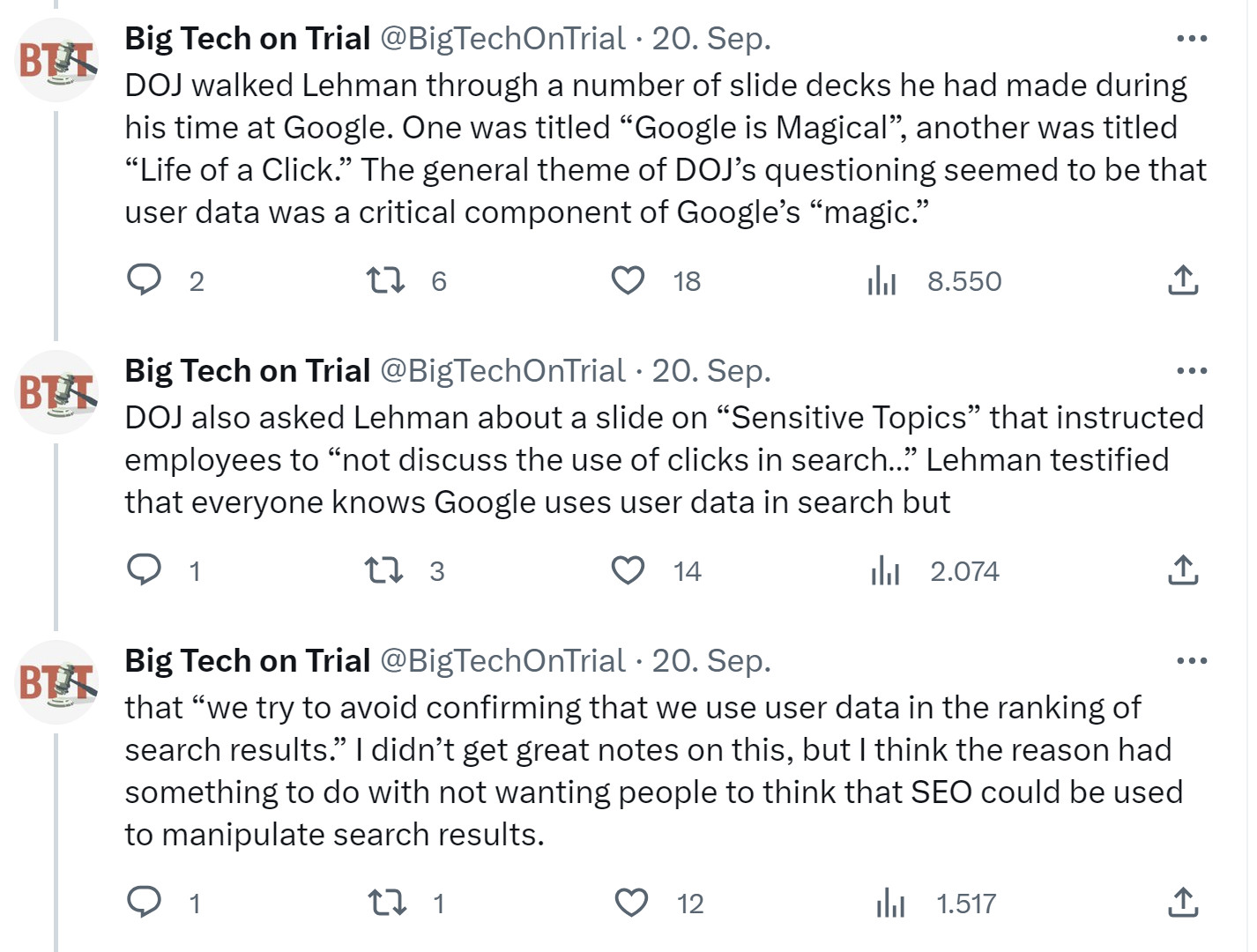 Ehemaliger Google Mitarbeiter: 'Nicht über Klicks in der Suche sprechen'
