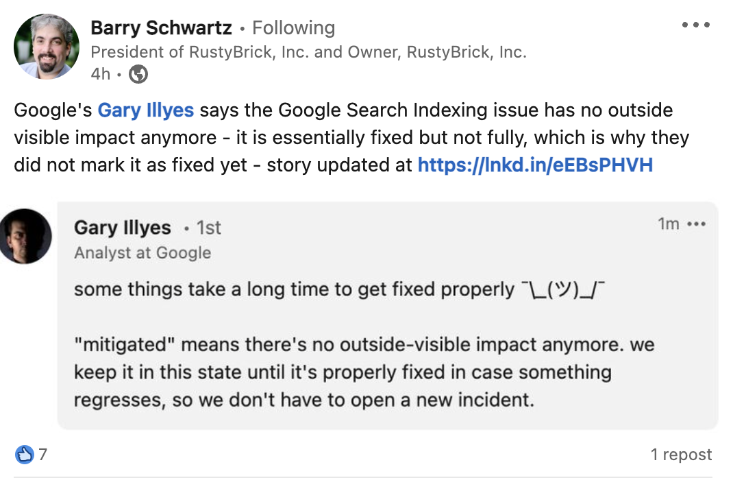 Gary Illyes: Indexierungsprobleme haben 'keine Außenwirkung mehr'