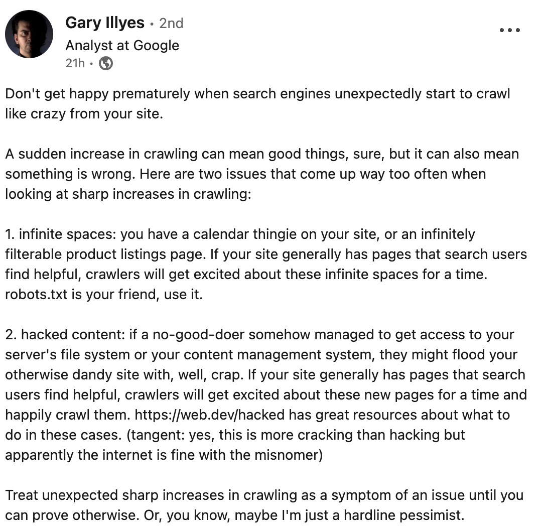 Gary Illyes: Ein plötzlicher Anstieg des Crawl-Volumens kann auf Probleme hindeuten