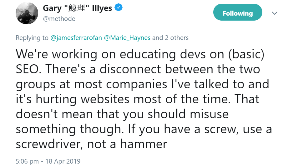 Google: 'Wir arbeiten an der Erziehung der Entwickler bezüglich noindex'