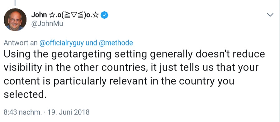 Google: Geo-Targeting per Search Console reduziert nicht die Sichtbarkeit in anderen Ländern