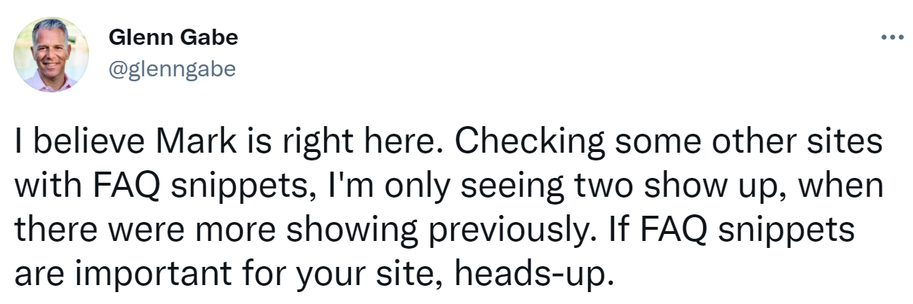 Glenn Gabe: nur noch zwei FAQs pro Suchergebnis?
