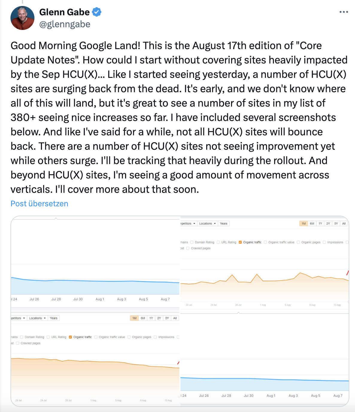 Glenn Gabe: Einige Websites, die vom letzten Helpful Content Update betroffen waren, beginnen, sich zu erholen