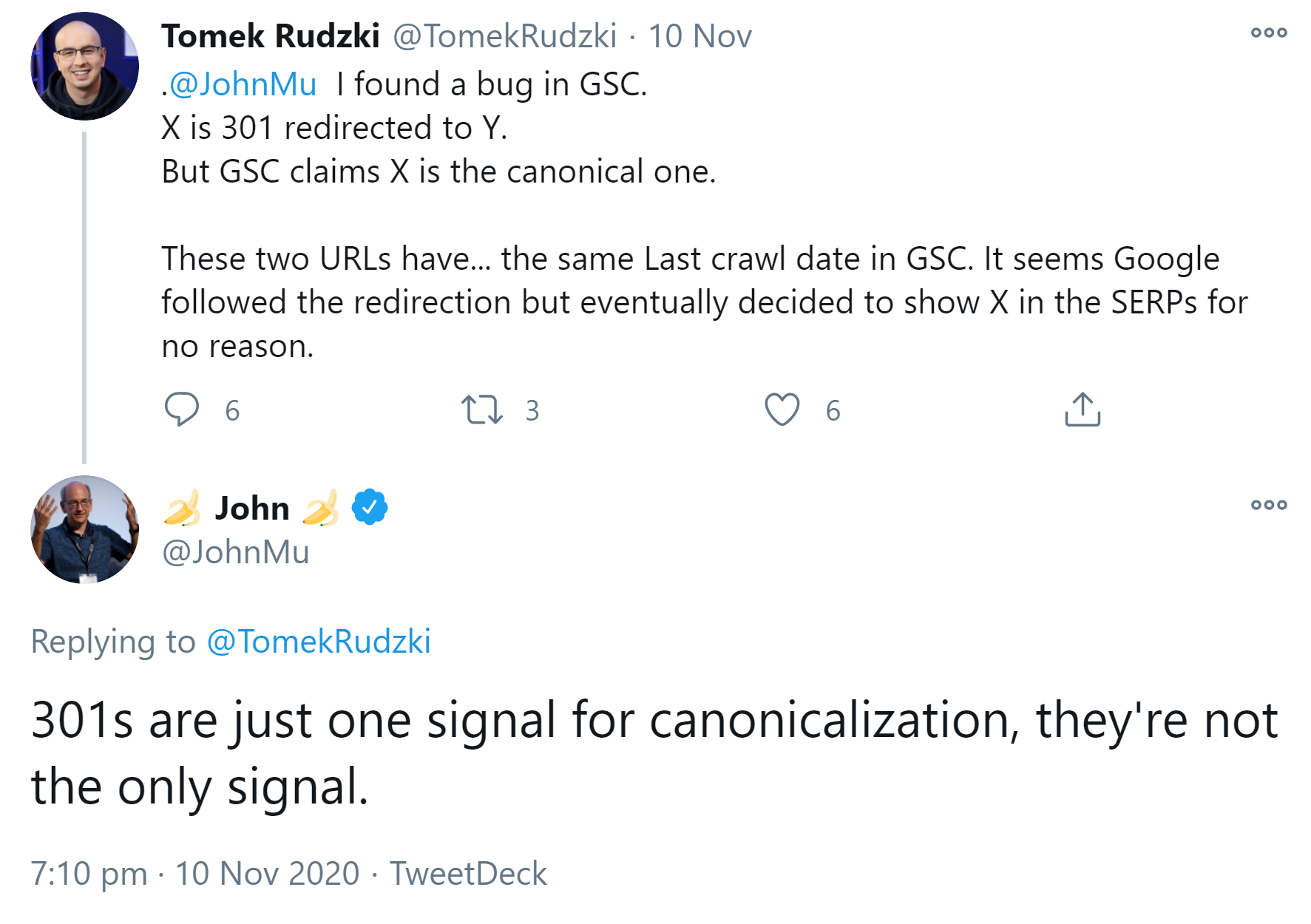 Google: 301-Redirect garantiert nicht die Auswahl einer bestimmten URL durch Google
