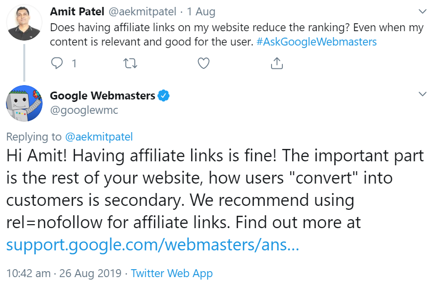 Google: Affiliate-Links schaden nicht den Rankings