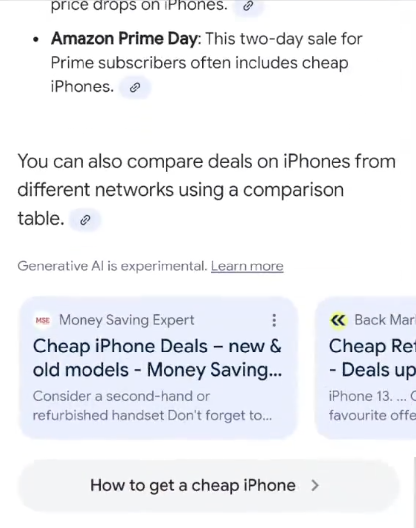 Google: KI-Ergebnisse in der Mitte einer SERP
