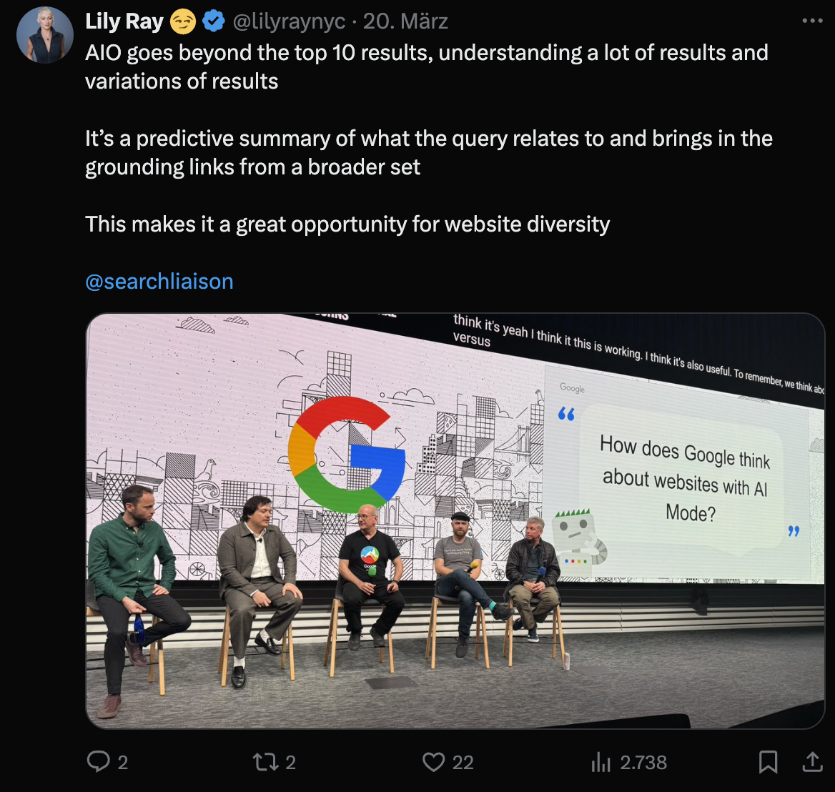 Google AI Overviews gehen über die Top-10 Suchergebnisse hinaus