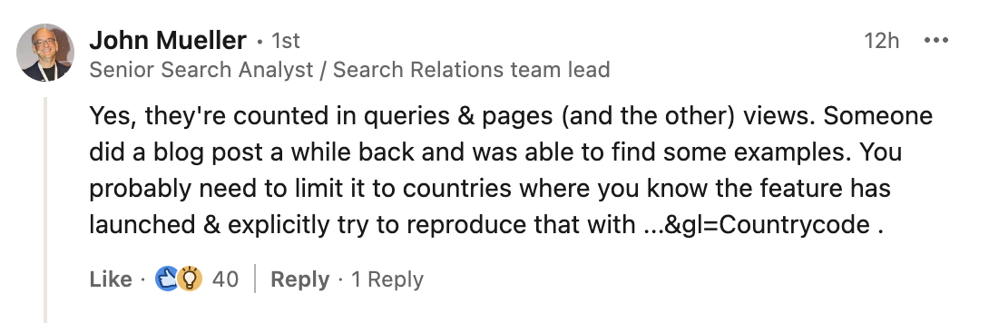 Google Search Console zeigt auch Suchanfragen aus den AI Overviews an: John Müller auf LinkedIn