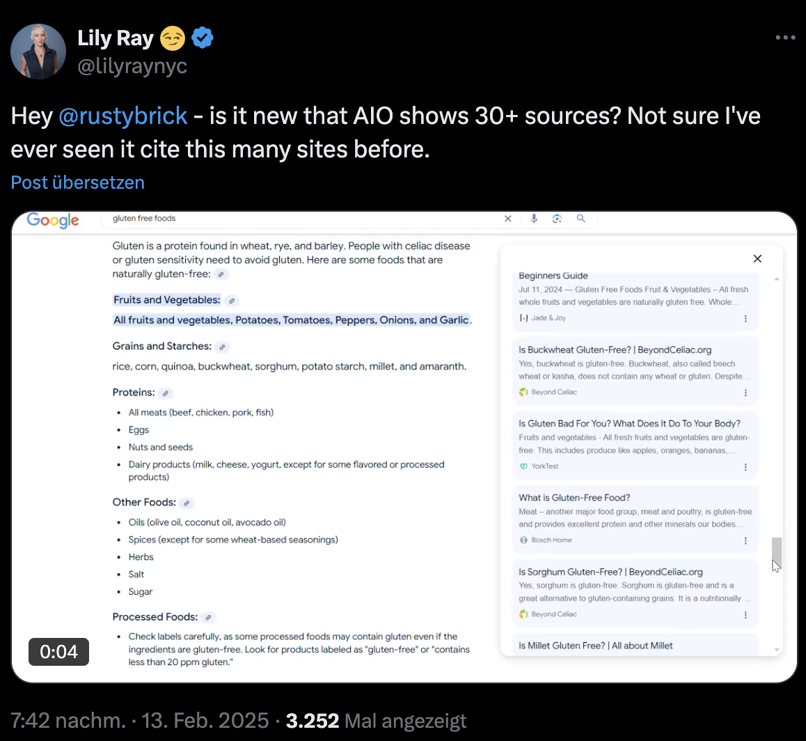 Google AI Overviews mit mehr als 30 Quellen