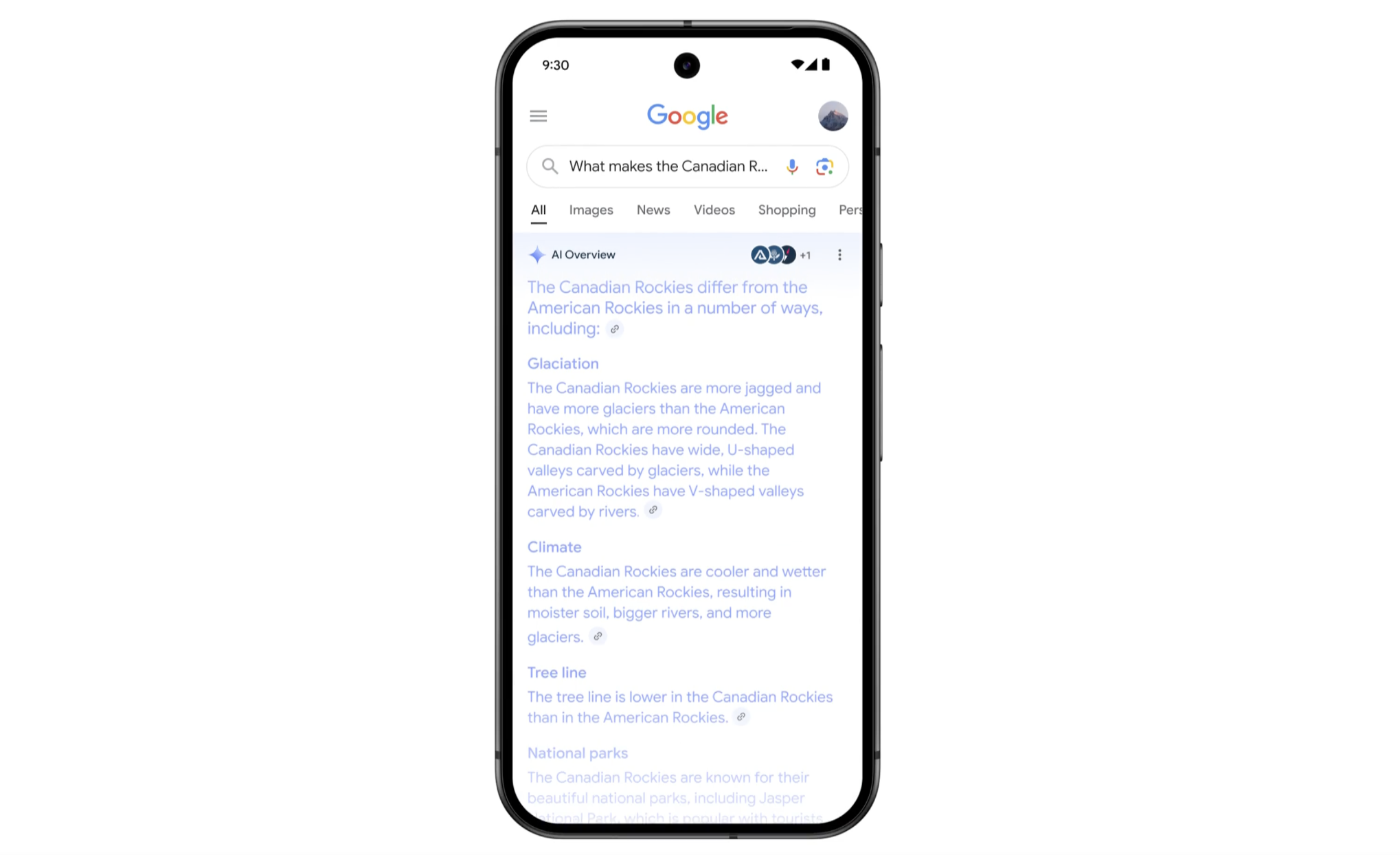 Google AI Overviews Mobile Beispiel