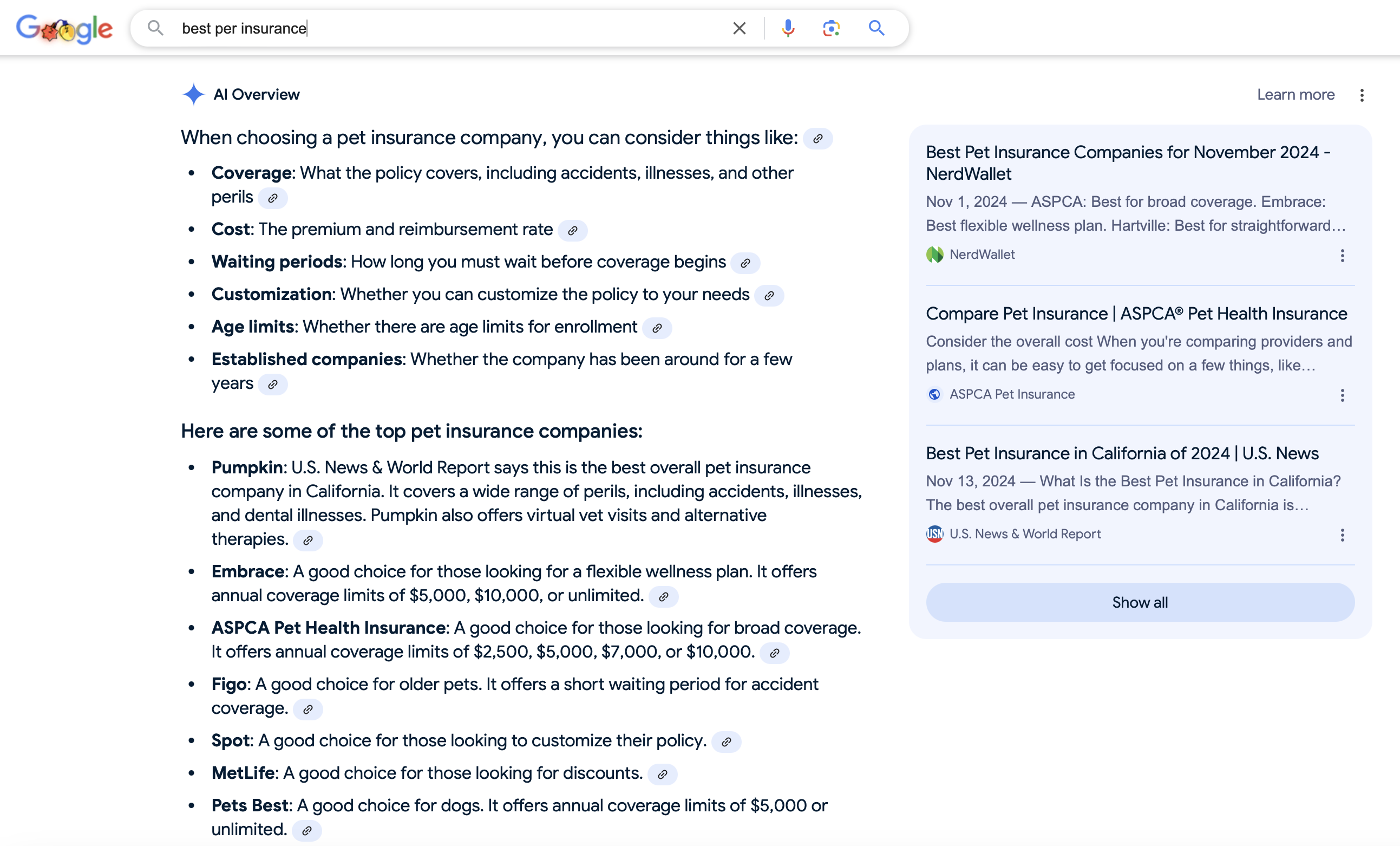 Google AI Overviews ohne neue Textlinks