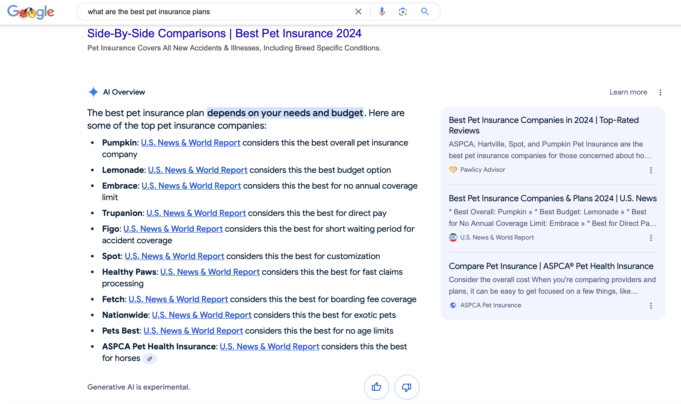 Google AI Overviews: viele Textlinks