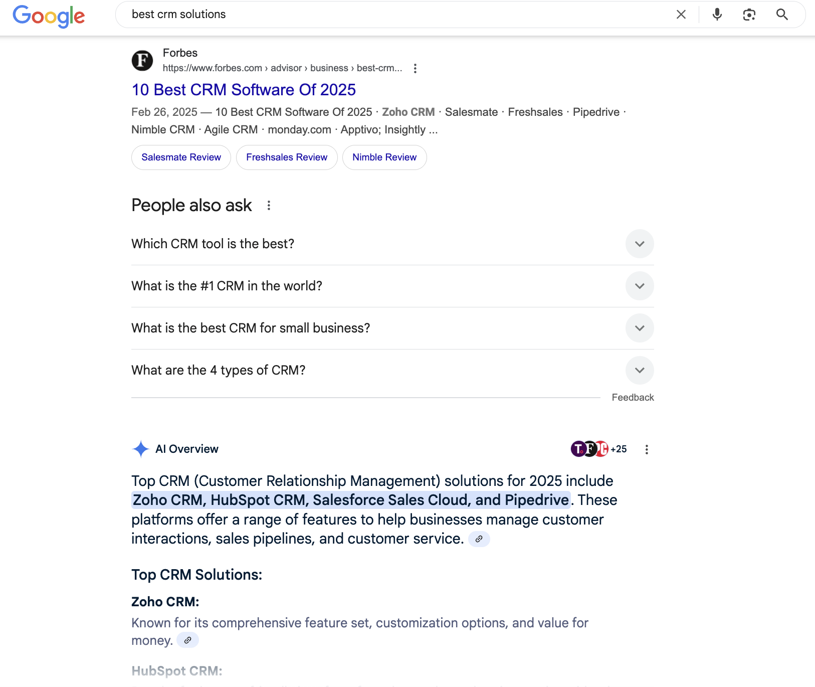 Google AI Overviews zwischen organischen Suchergebnissen