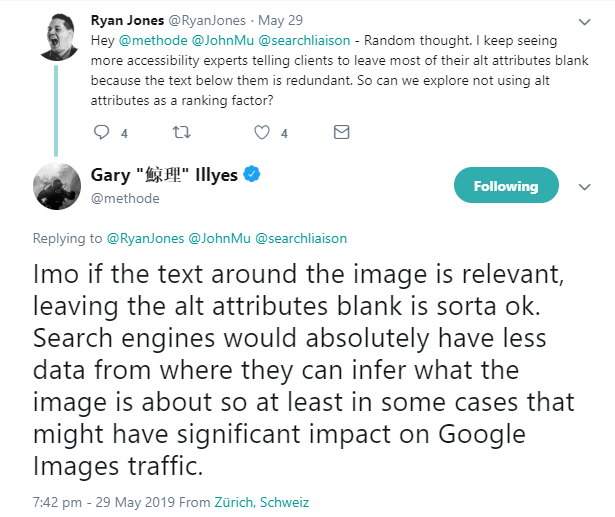 Google: Auf das Alt-Attribut für Bilder kann in manchen Fällen verzichtet werden