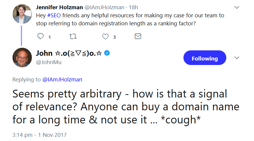 Google: Registrierungsalter einer Domain spielt keine Rolle für das Ranking