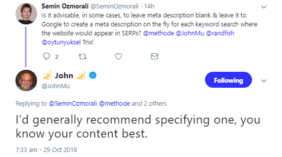 Google: am besten jede Seite mit einer Meta-Description ausstatten