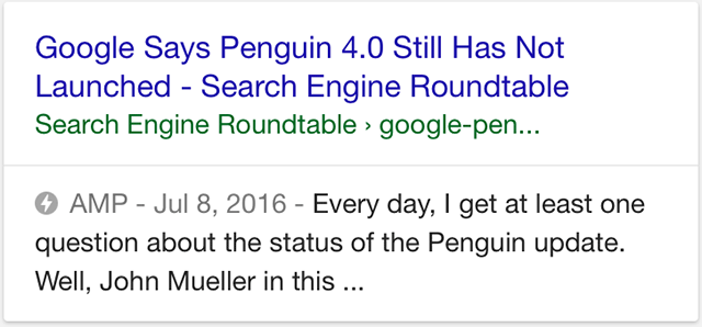 Google: AMP-Ergebnis in der Websuche