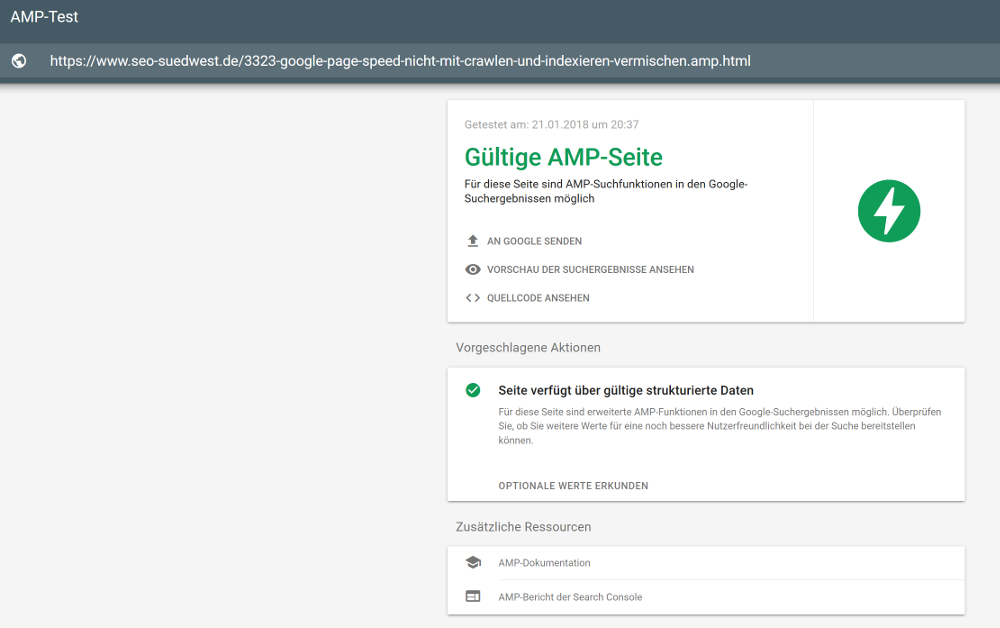 AMP Testing-Tool: neue Funktionen