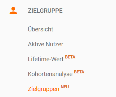 Google Analytics: Menüeintrag für den neuen Zielgruppenreport