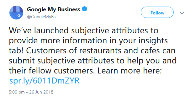 Google kündigt subjektive Attribute für My Business an