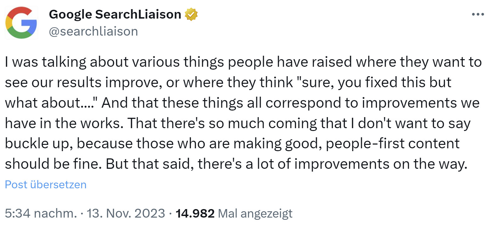 Google: Die geplanten Ranking-Änderungen entsprechen den eingereichten Wünschen