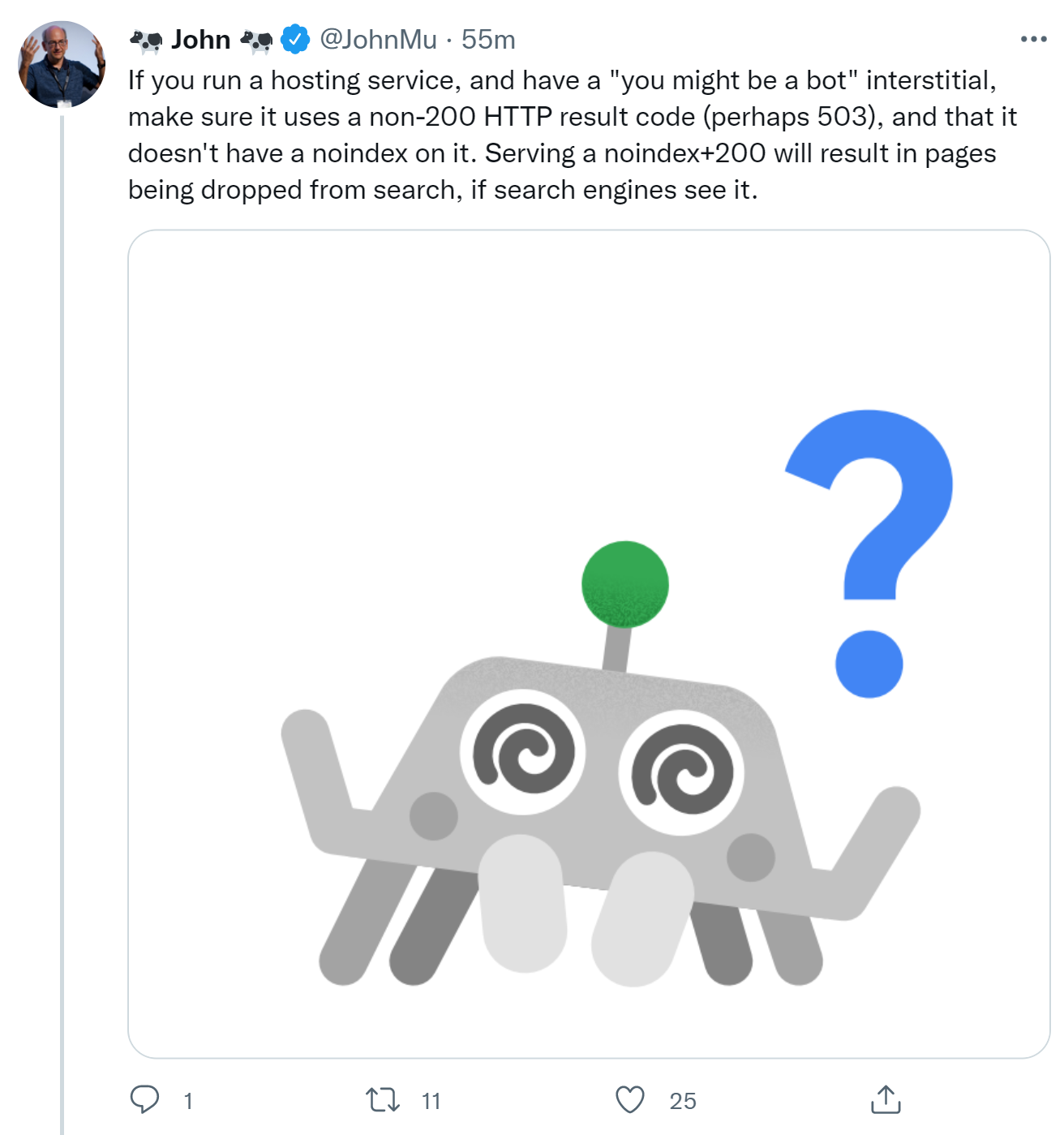 Google: Bei Anti-Bot-Interstitials nicht Status 200 und 'noindex' kombinieren