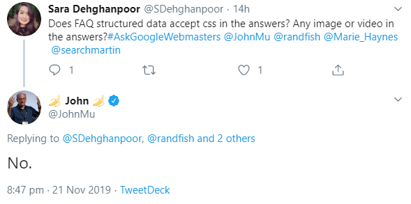 Google: Antworten für FAQ dürfen kein CSS enthalten