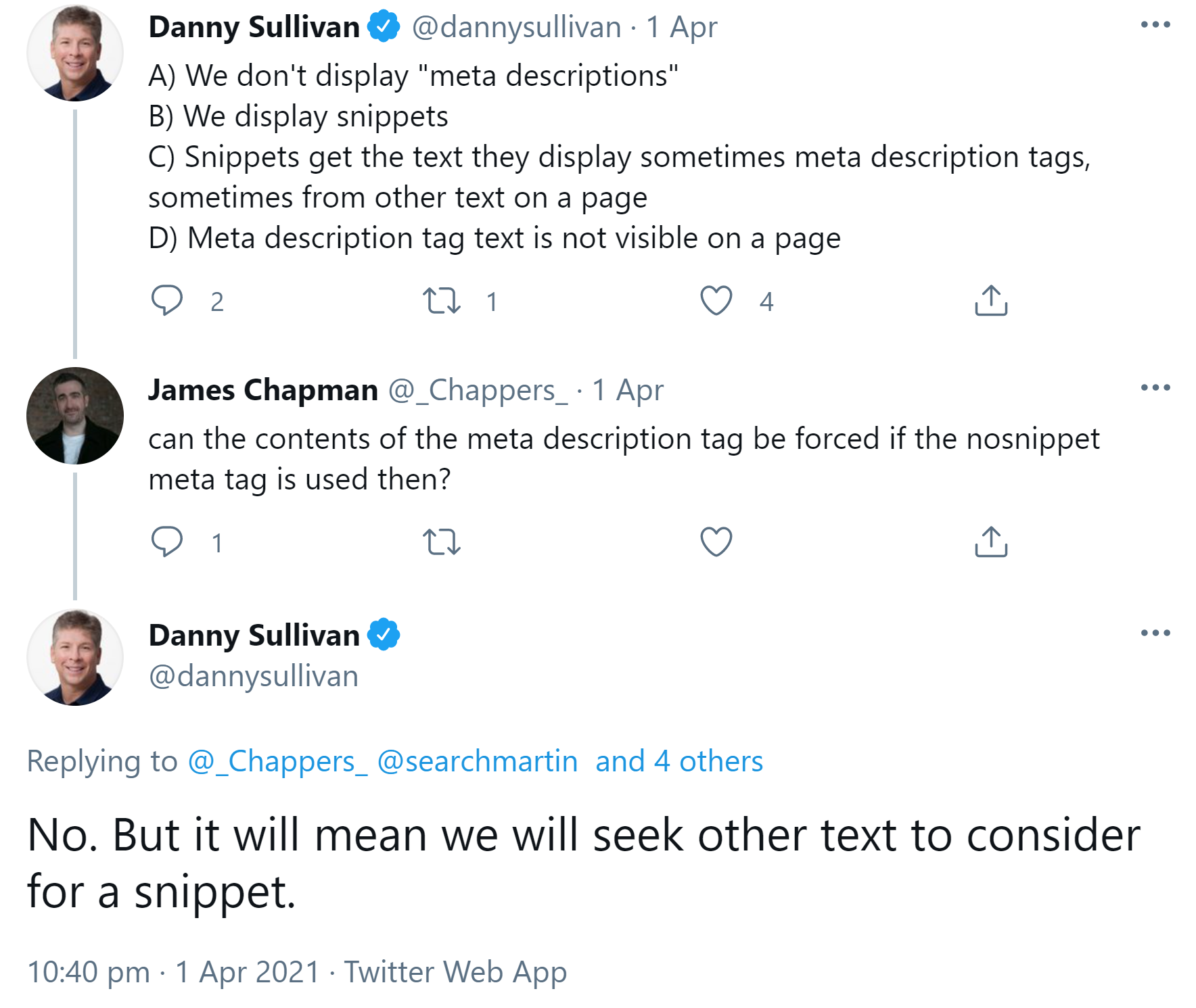 Google: Die Verwendung der Meta Description für ein Snippet lässt sich nicht erzwingen