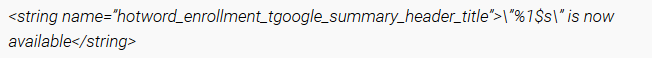 Google-App 7.20: Code zur Anzeige einer Erfolgsmeldung nach dem Setzen eigener Schlüsselworte