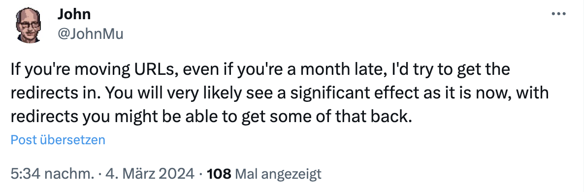 Google: Auch das nachträgliche Einrichten von Redirects kann sich noch lohnen