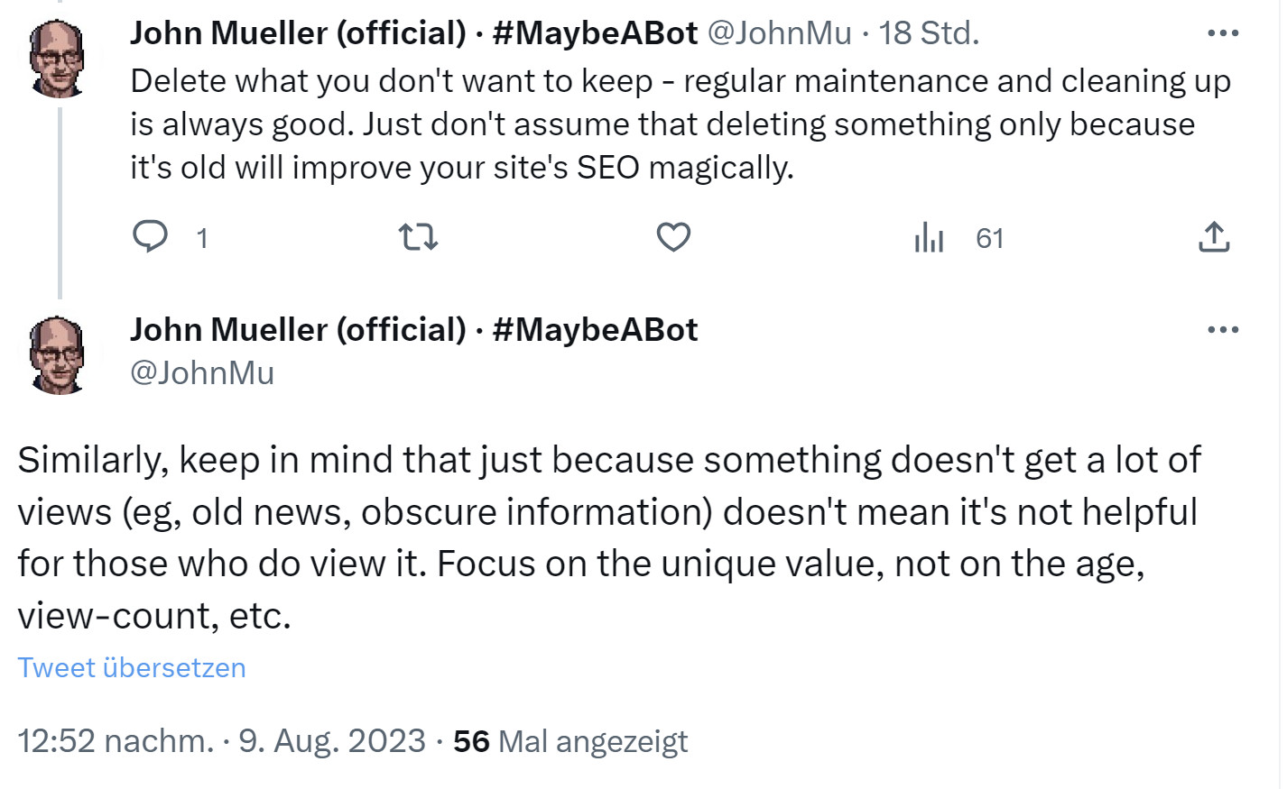 Google: Auch Inhalte ohne viele Views können hilfreich sein